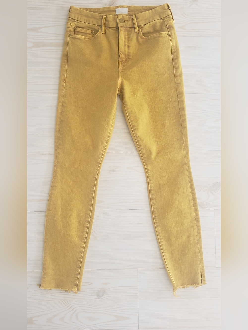 Mother Denim Looker Ankle Snippet Mineral Yellow Skinny Jeans Size 25